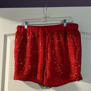 Women’s red sequin shorts size xxl